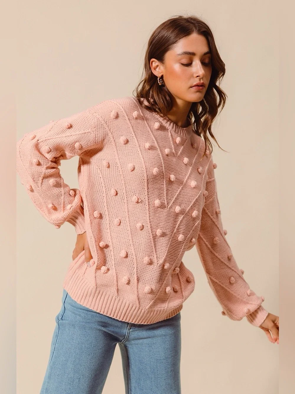 SO ME Pom Pom Textured Knit Sweater Top - Picture 10 of 11